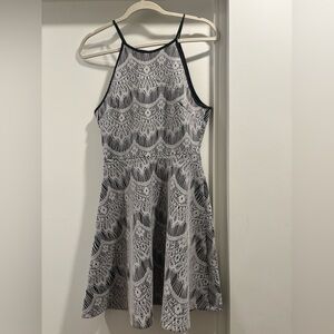 Elegant Black and White Lace Dress